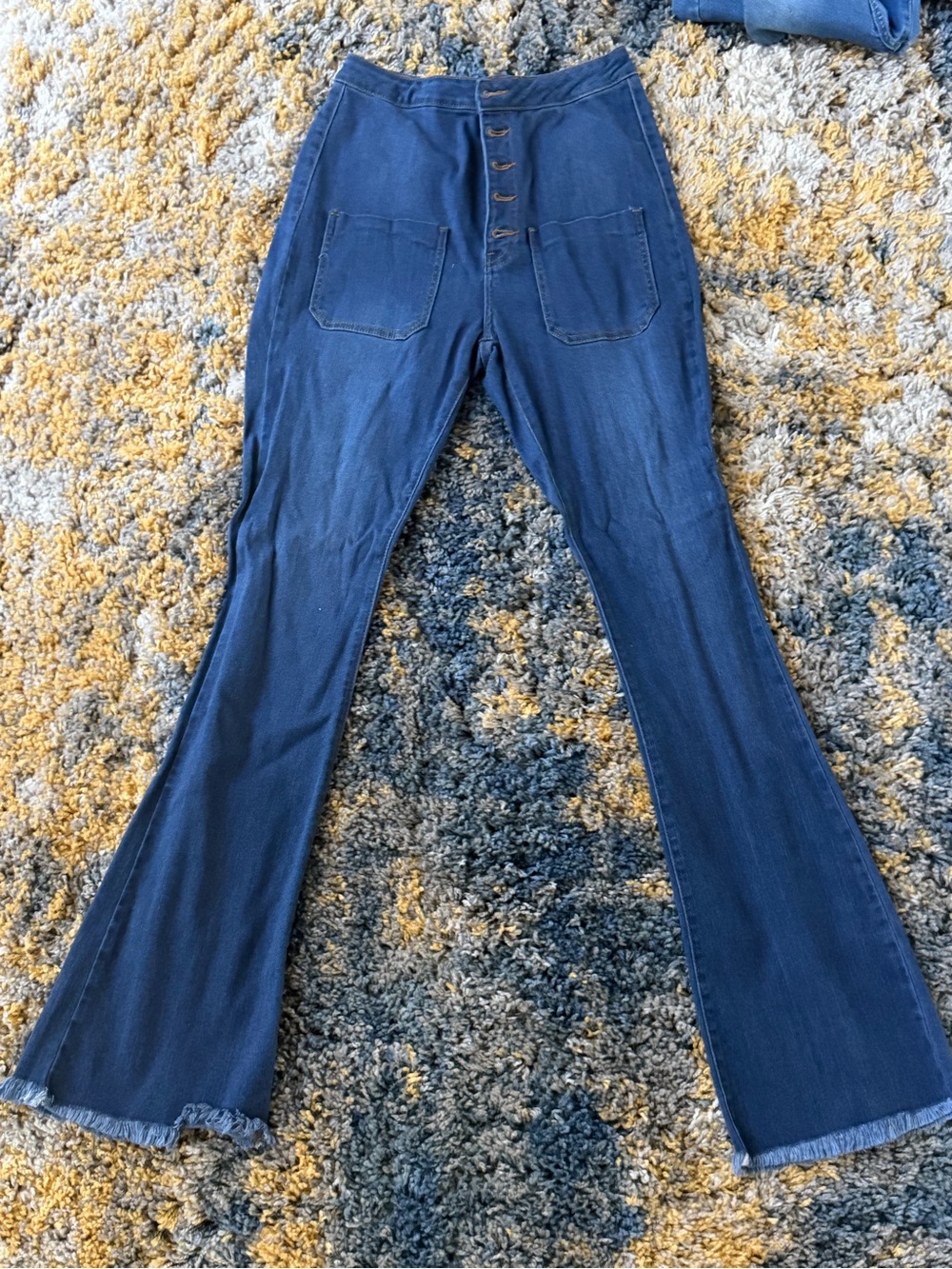 Fashion Nova Dark Blue High-Rise Flare Jeans